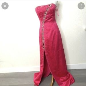 Cache hot pink strapless gown size 8